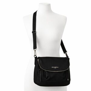 Karl Lagerfeld Paris Naomi Black Nylon Messenger Crossbody Bag